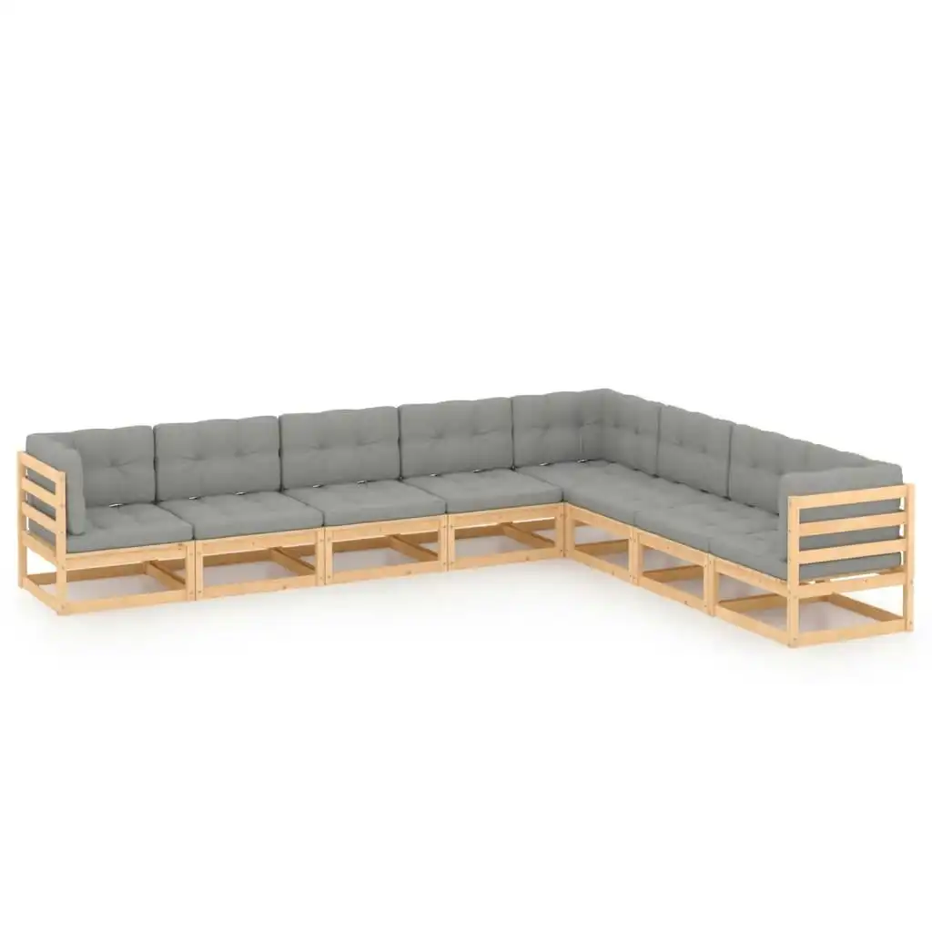 8 Piece Garden Lounge Set with Cushions Solid Pinewood 3076884