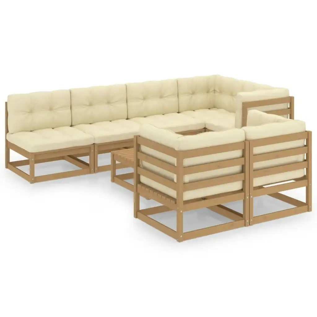 8 Piece Garden Lounge Set with Cushions Solid Pinewood 3076702