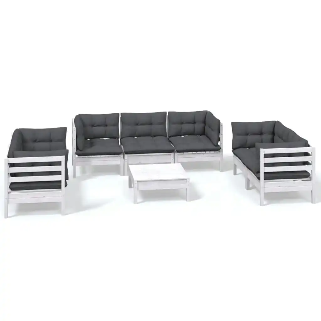 8 Piece Garden Lounge Set with Cushions Solid Pinewood 3096263