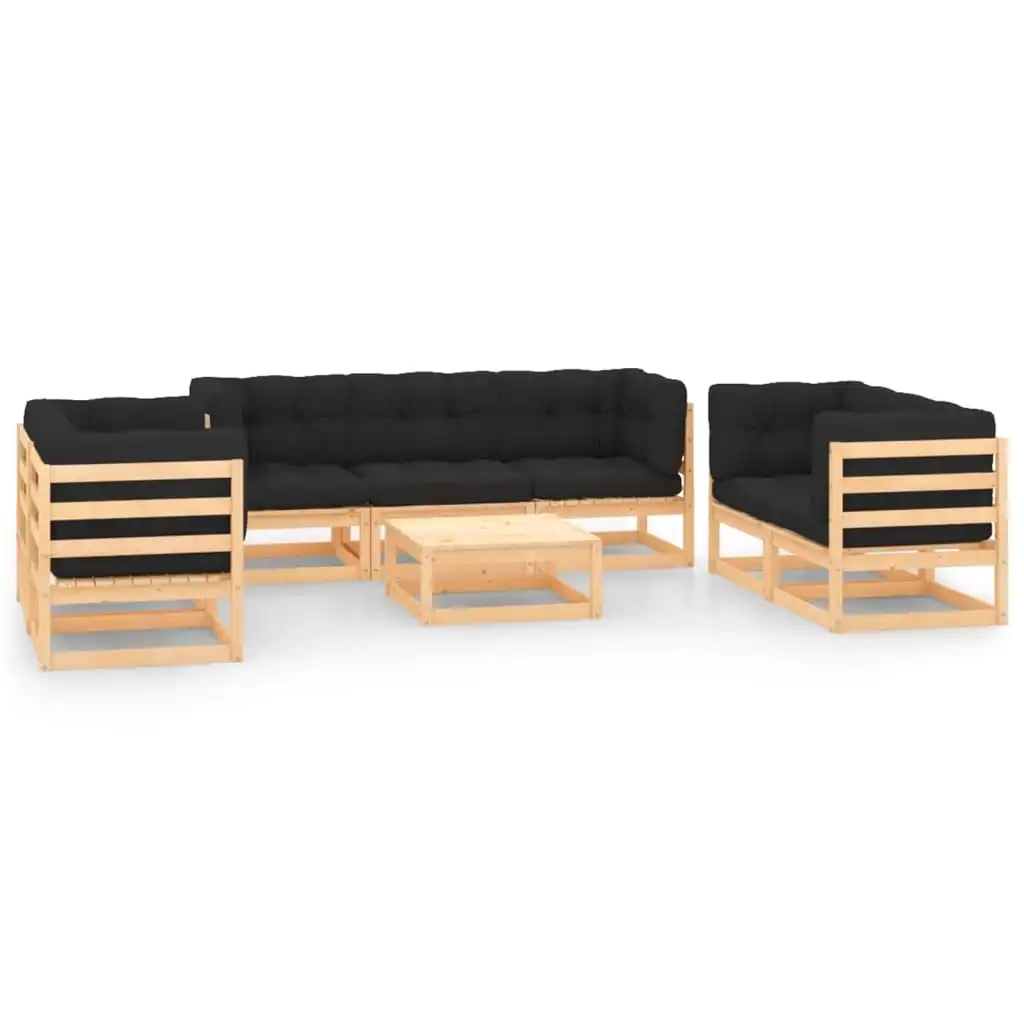 8 Piece Garden Lounge Set with Cushions Solid Pinewood 3083768