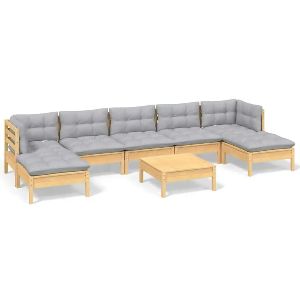 8 Piece Garden Lounge Set with Grey Cushions Pinewood 3097096