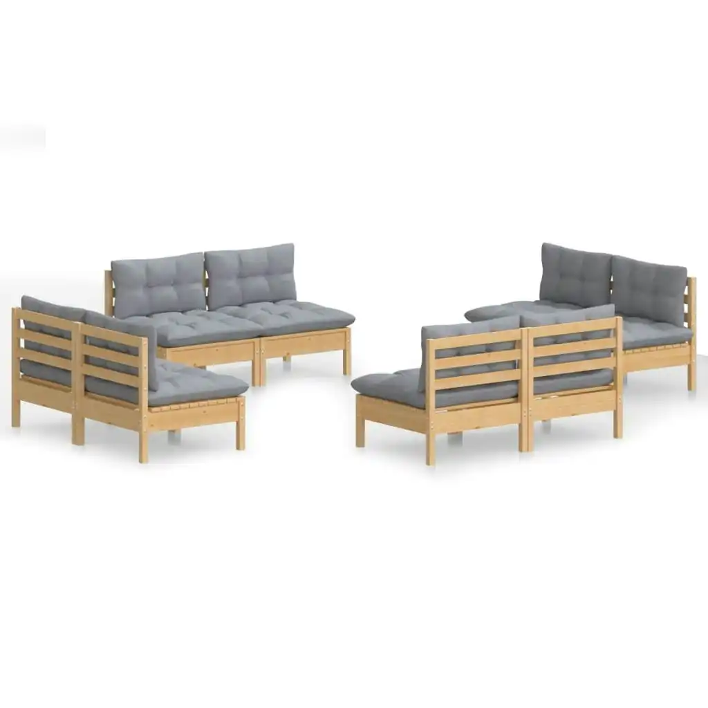 8 Piece Garden Lounge Set with Grey Cushions Pinewood 3096039