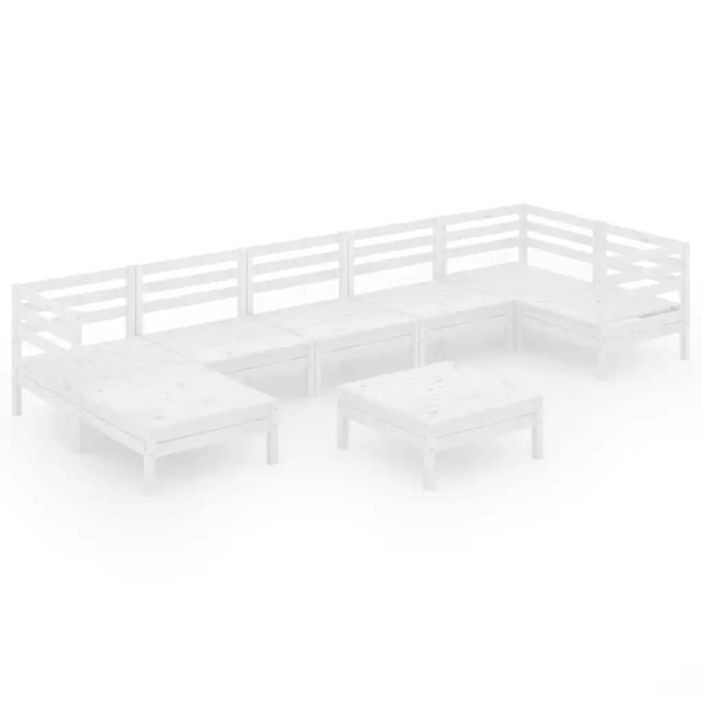 8 Piece Garden Lounge Set Solid Pinewood White 3082970