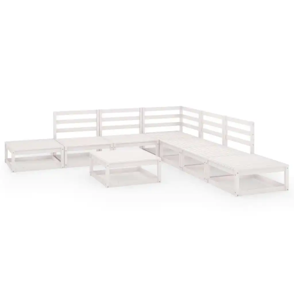 8 Piece Garden Lounge Set White Solid Pinewood 3075510