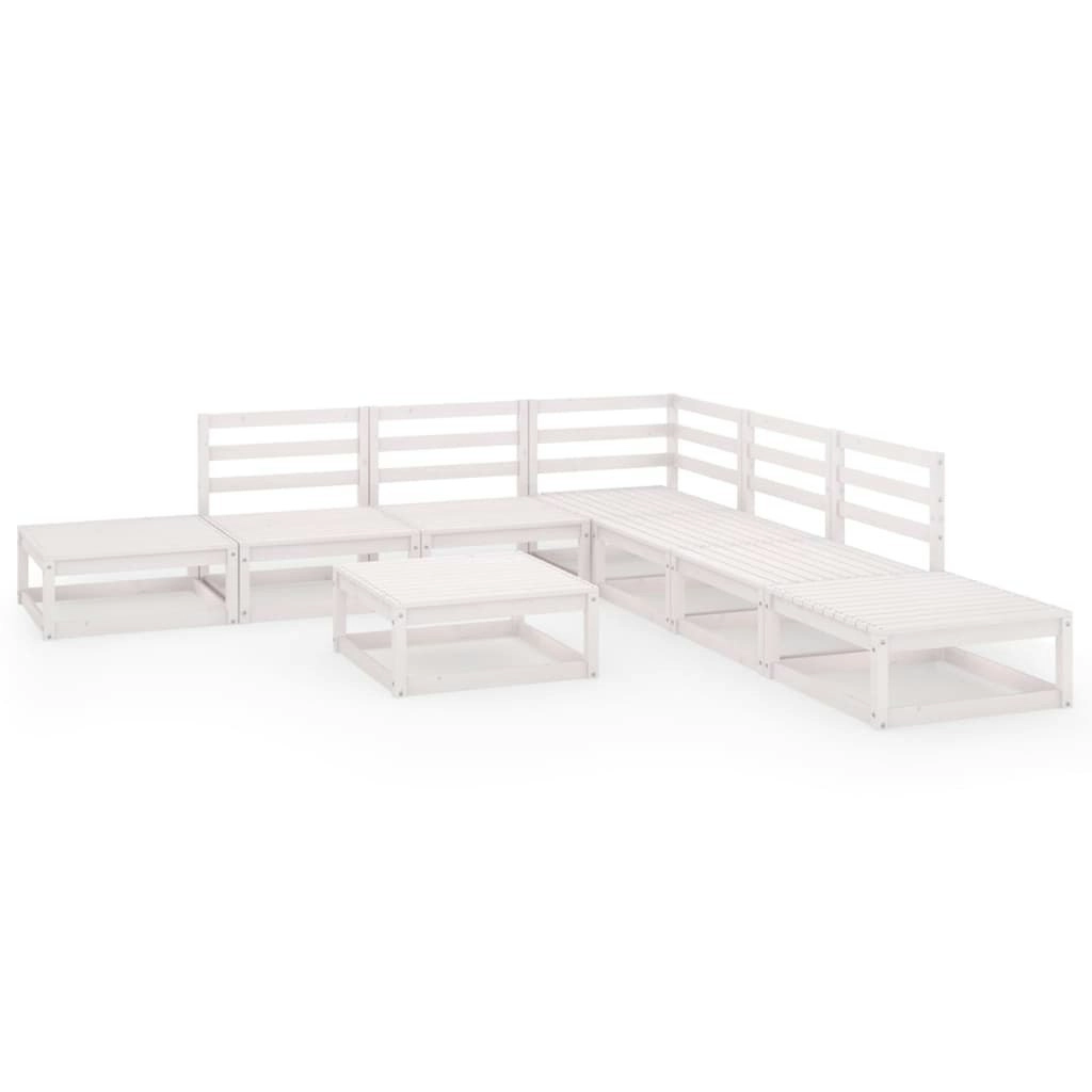 8 Piece Garden Lounge Set White Solid Pinewood 3075510