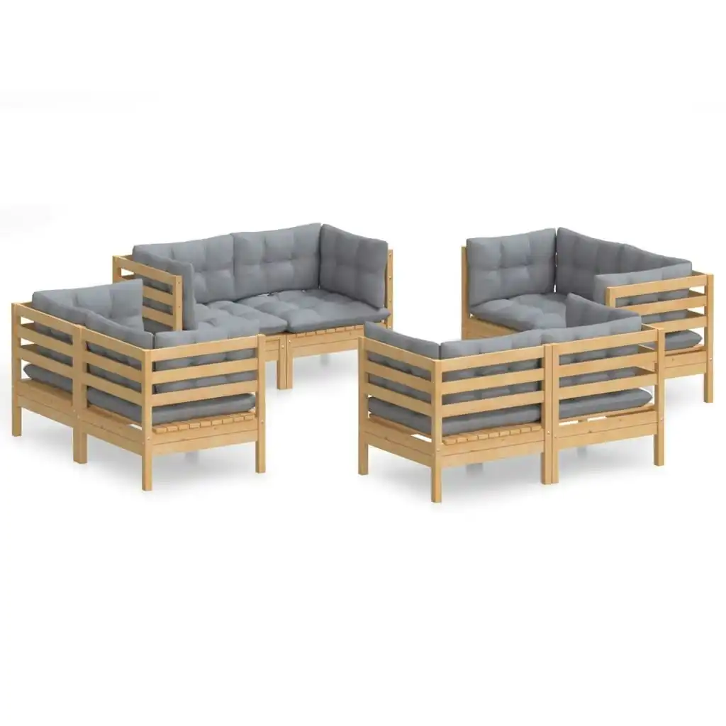 8 Piece Garden Lounge Set with Grey Cushions Pinewood 3096057