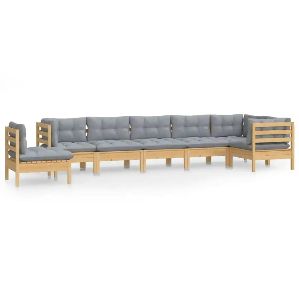 8 Piece Garden Lounge Set with Grey Cushions Solid Pinewood 3096730