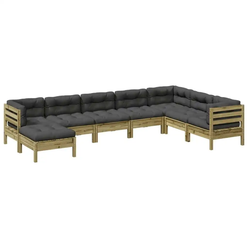 8 Piece Garden Sofa Set with Cushions Impregnated Wood Pine 3299580