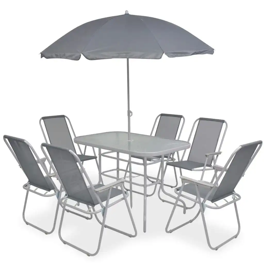 8 Piece Outdoor Dining Set Steel and Textilene Grey 43786