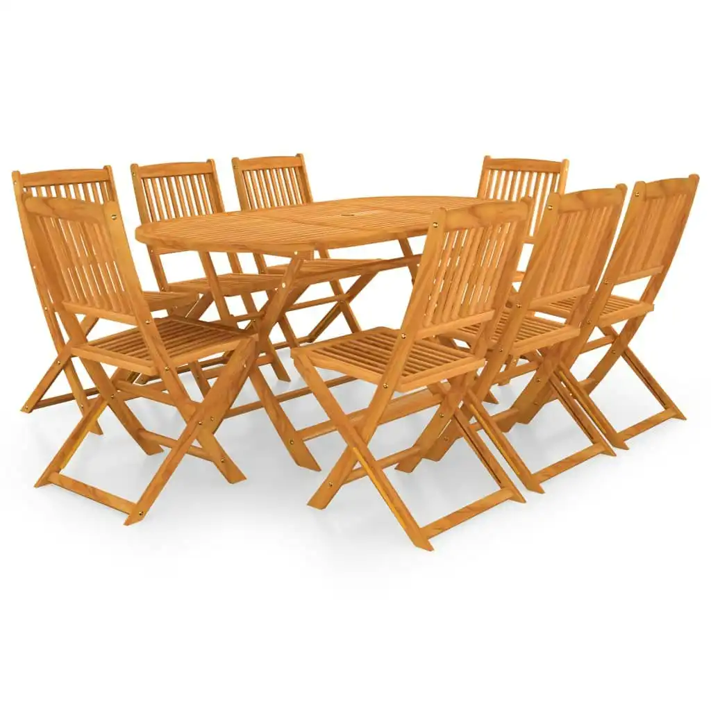 9 Piece Folding Garden Dining Set Solid Wood Acacia 3060198