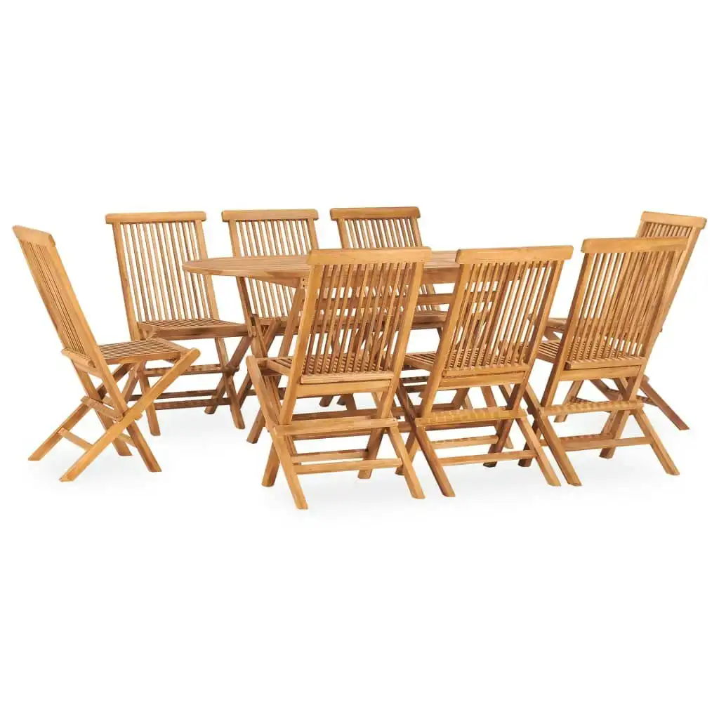 9 Piece Folding Outdoor Dining Set Solid Wood Teak 3059969