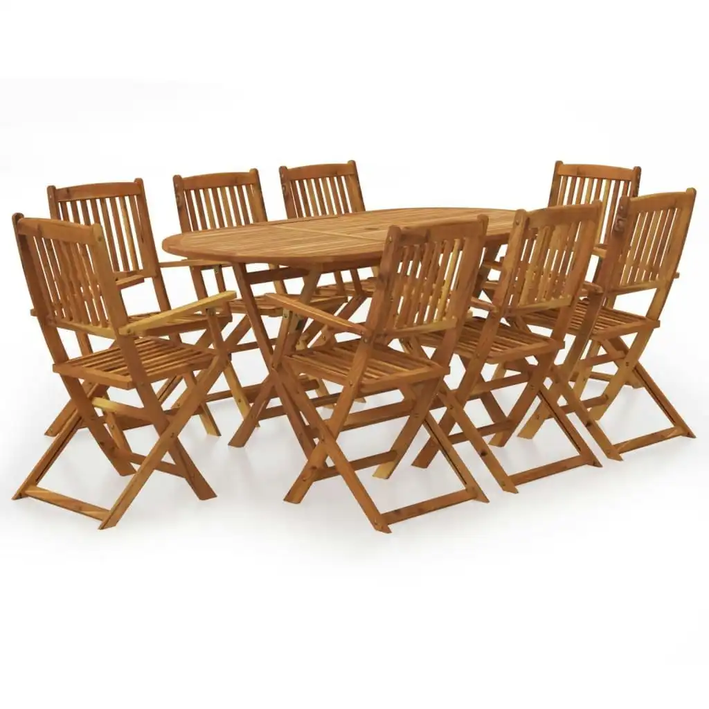 9 Piece Folding Outdoor Dining Set Solid Acacia Wood 43378