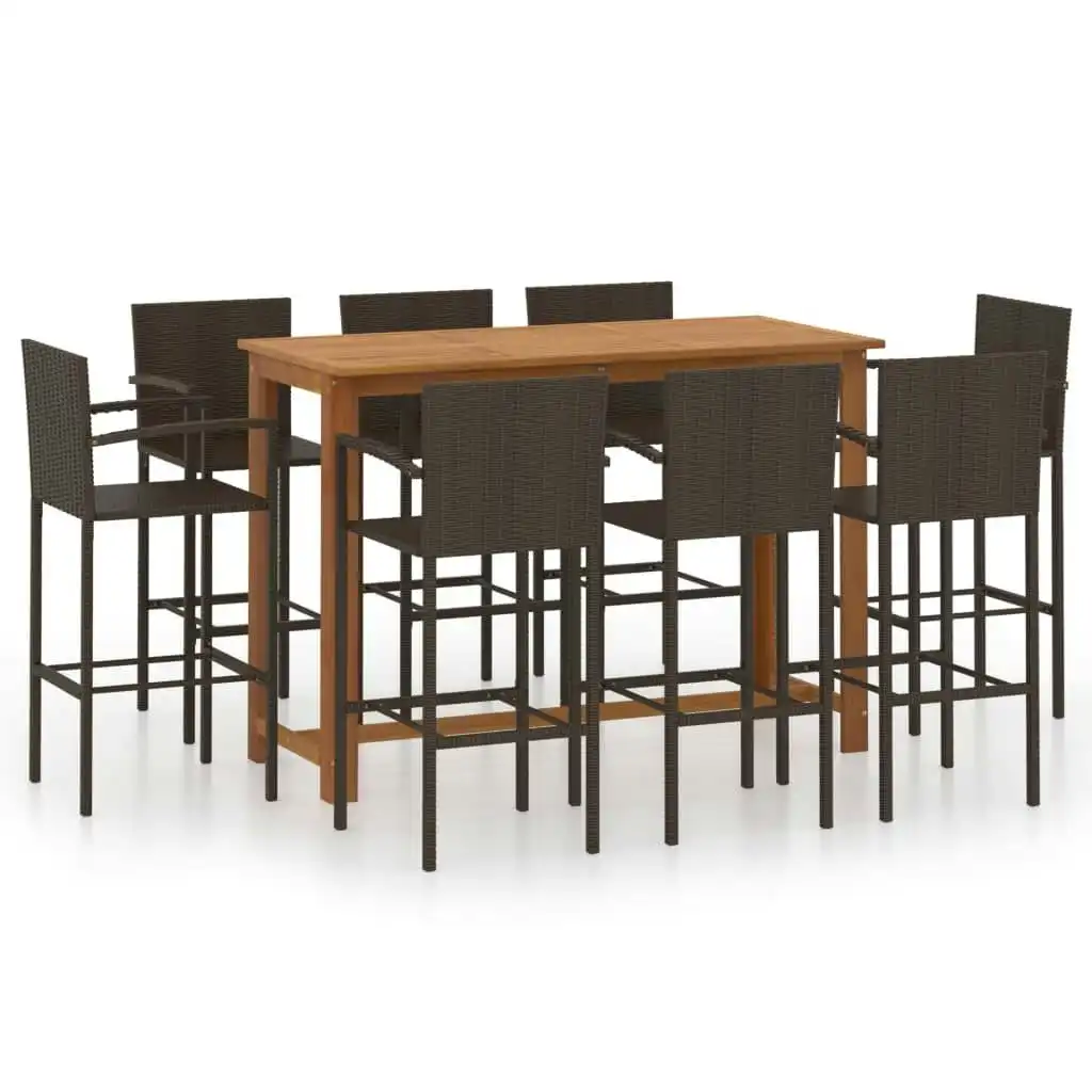 9 Piece Garden Bar Set Brown 3068019