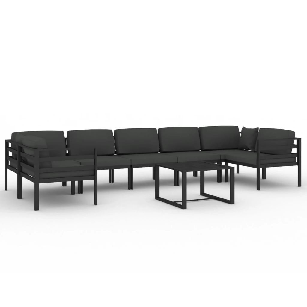 8 Piece Garden Lounge Set with Cushions Aluminium Anthracite 3107812