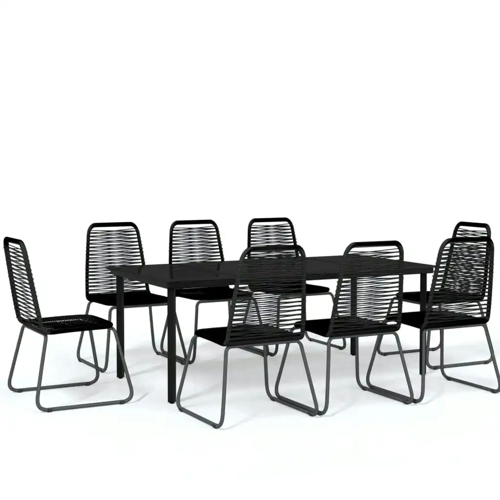 9 Piece Garden Dining Set Black 3099094