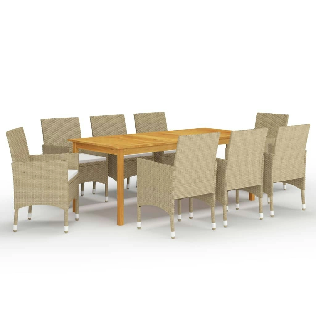 9 Piece Garden Dining Set Beige 3067861