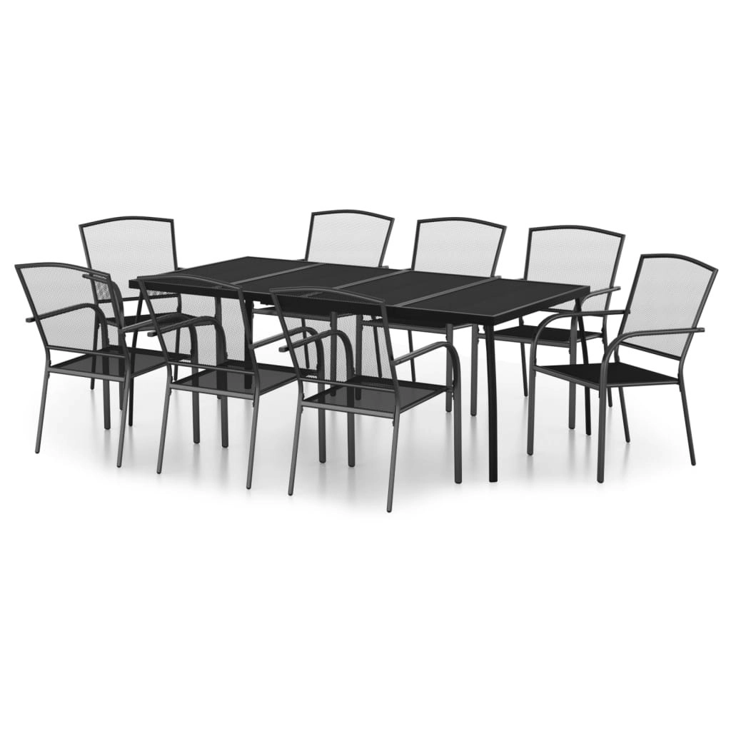 9 Piece Garden Dining Set Anthracite Steel 3187974