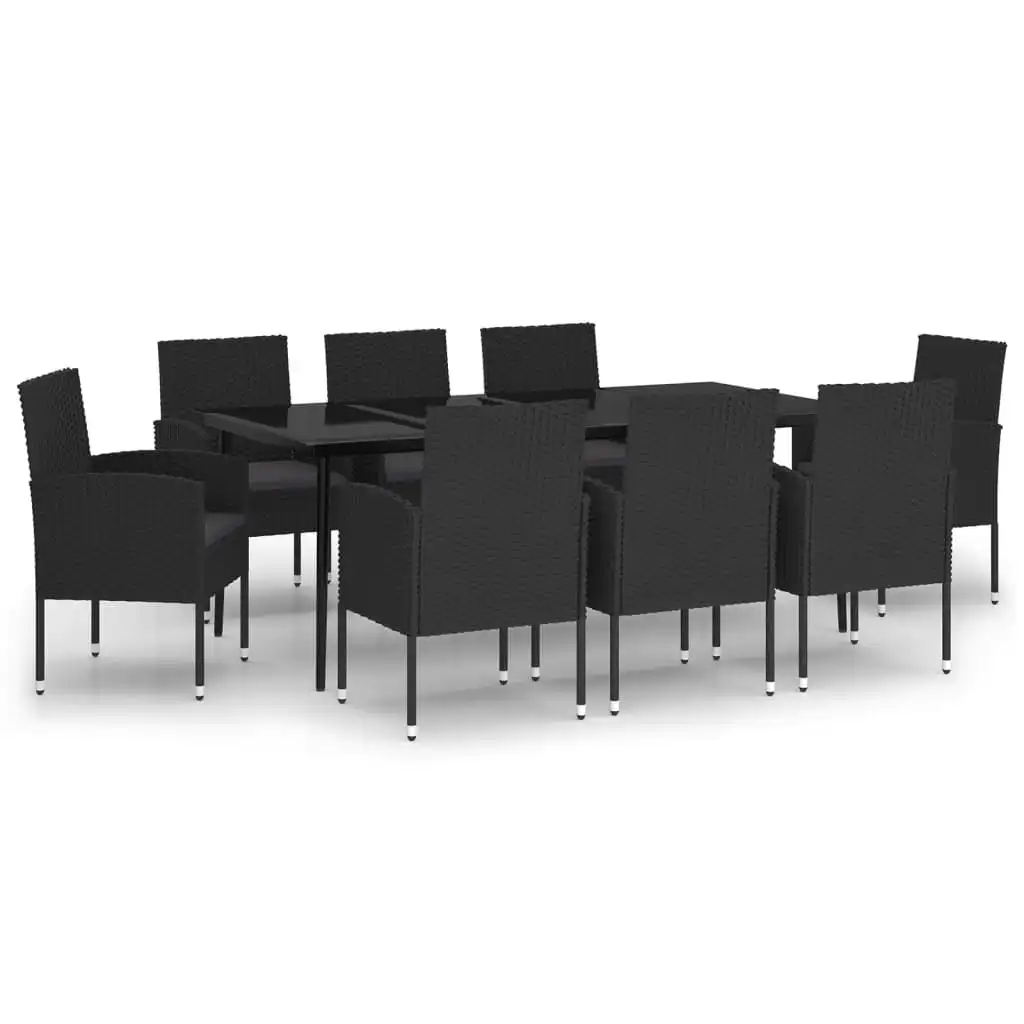 9 Piece Garden Dining Set Black 3099636