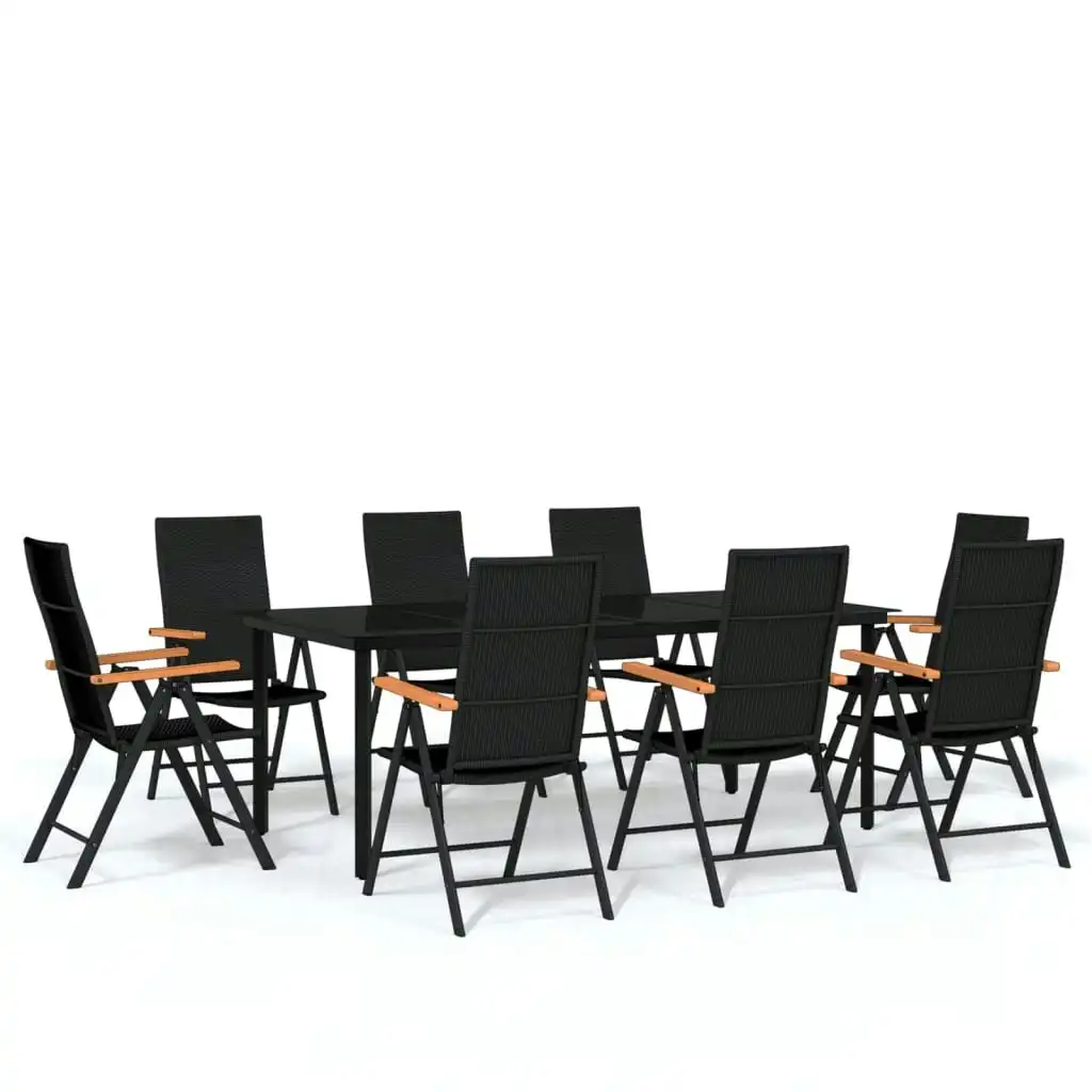 9 Piece Garden Dining Set Black 3099118