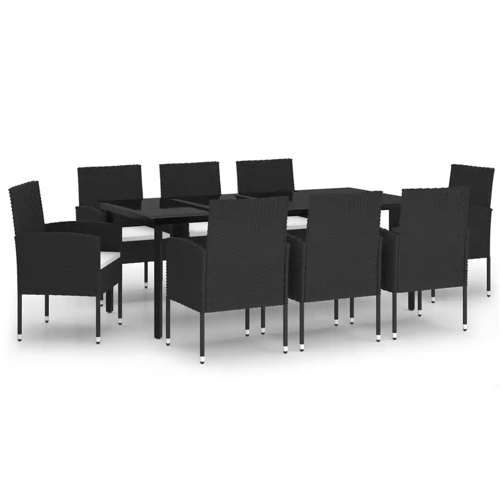 9 Piece Garden Dining Set Black 3099606