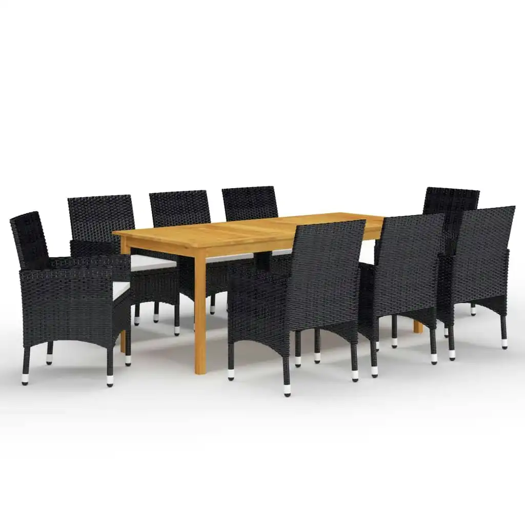 9 Piece Garden Dining Set Black 3067859