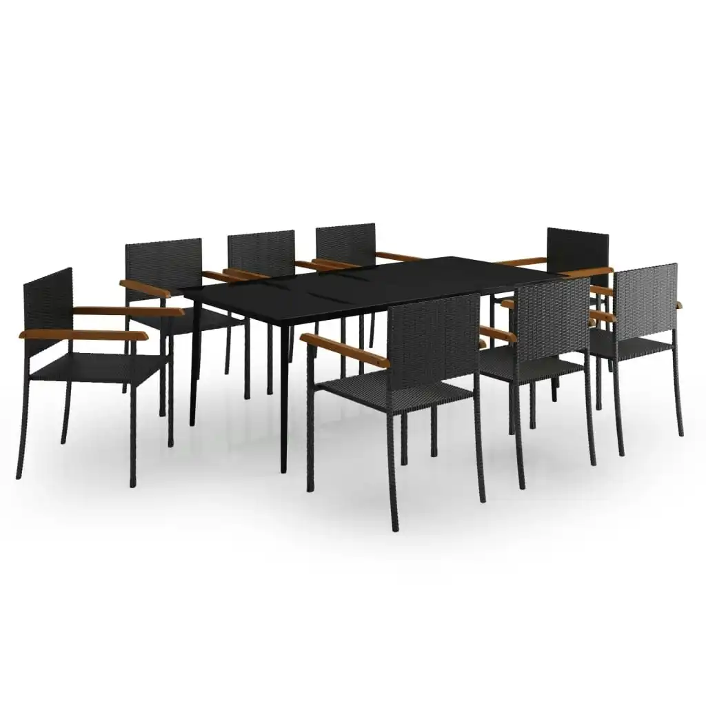 9 Piece Garden Dining Set Black 3099424