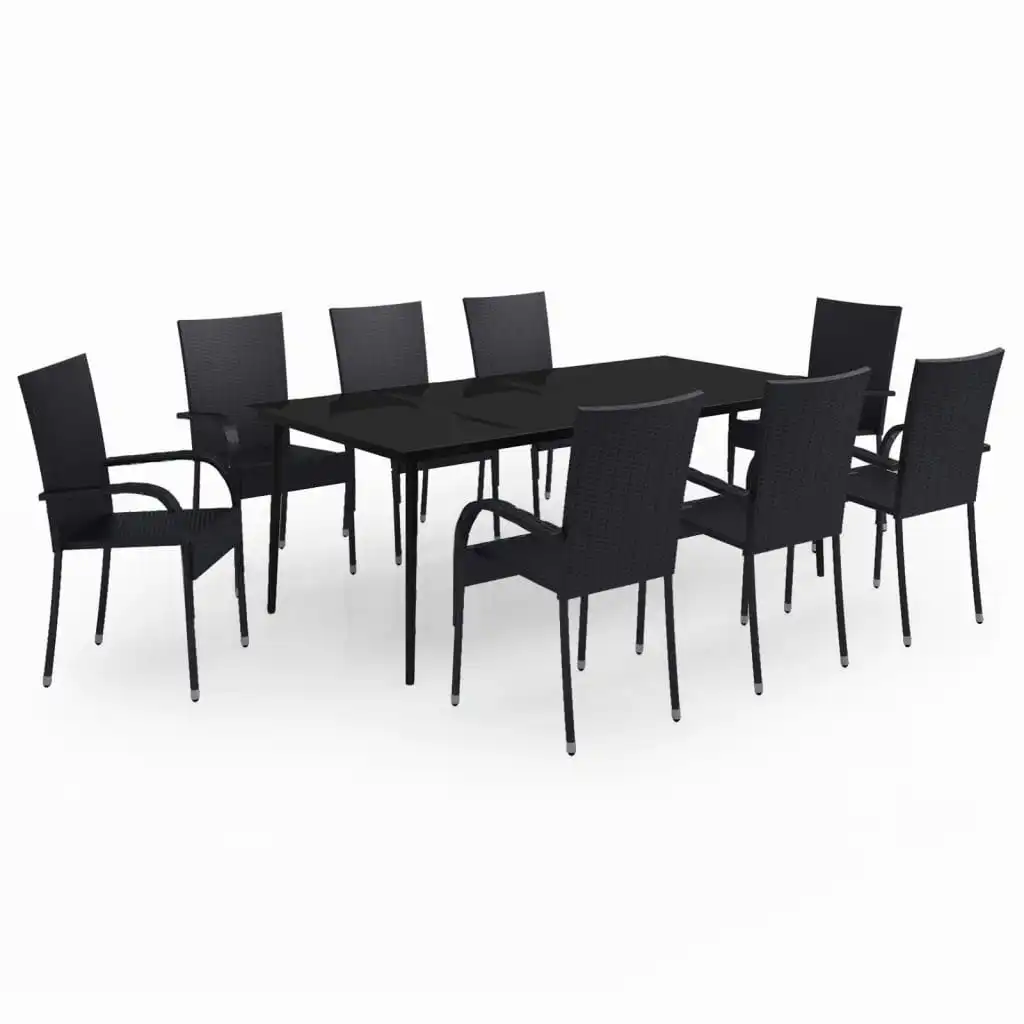 9 Piece Garden Dining Set Black 3099400