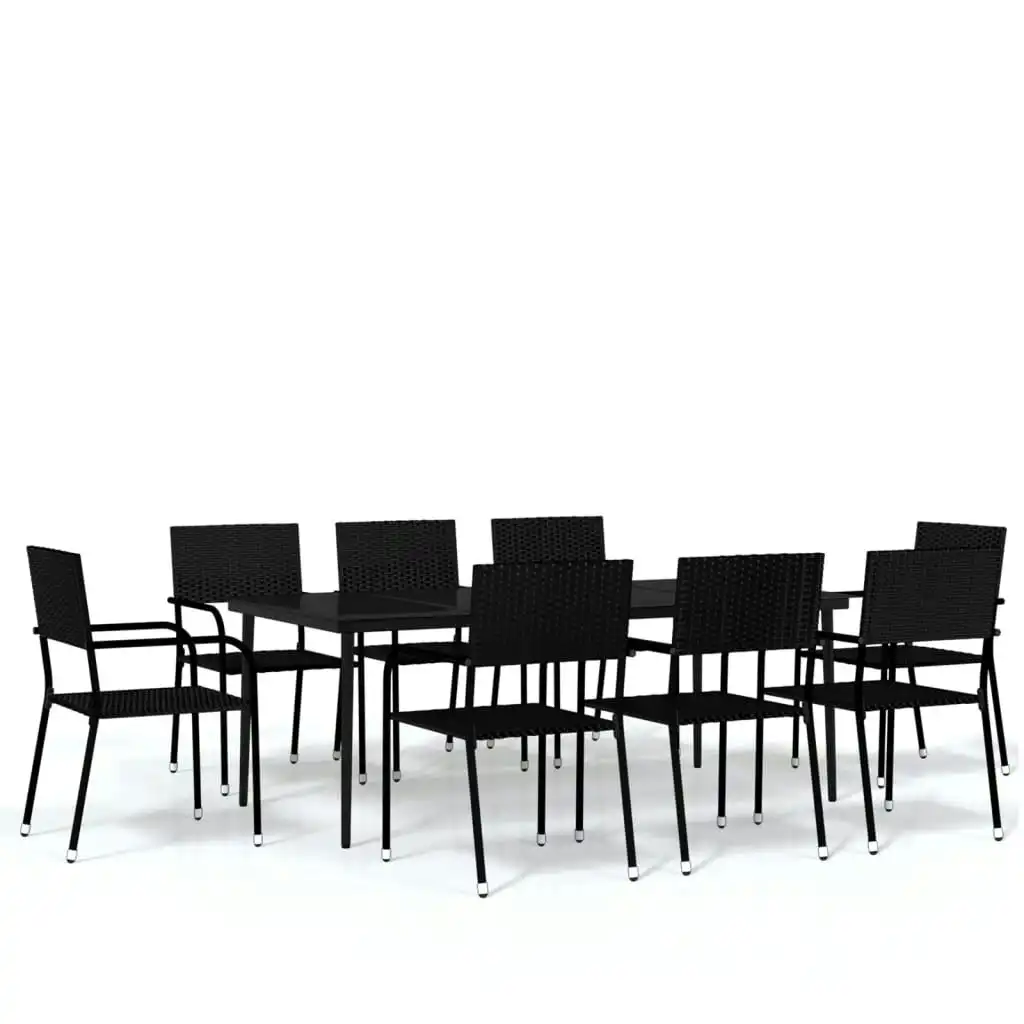 9 Piece Garden Dining Set Black 3099594