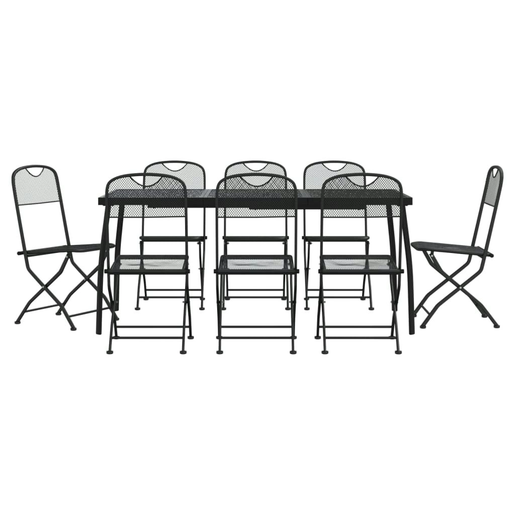 9 Piece Garden Dining Set Anthracite Metal Mesh 3211815