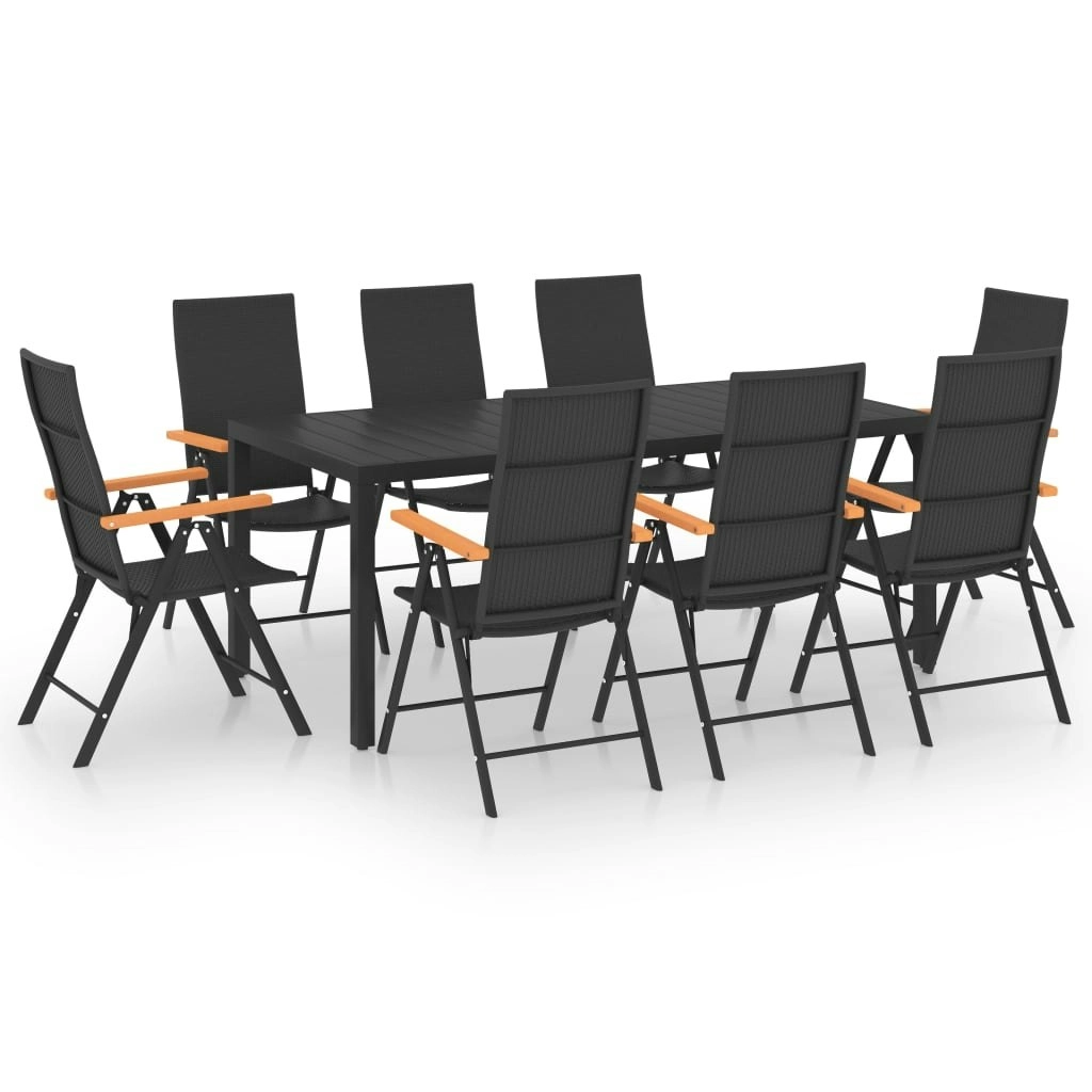 9 Piece Garden Dining Set Black and Brown 3060087