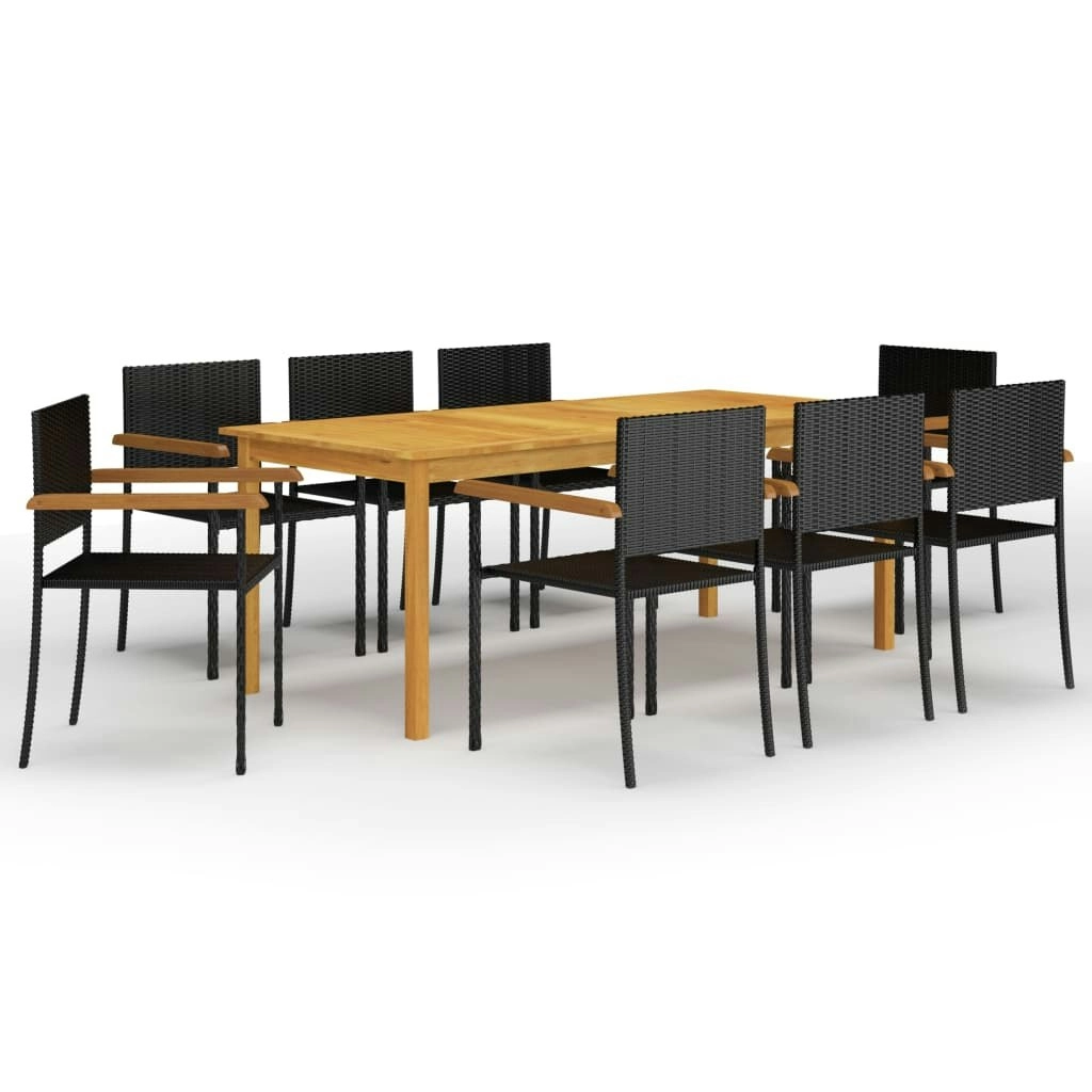 9 Piece Garden Dining Set Black 3067902