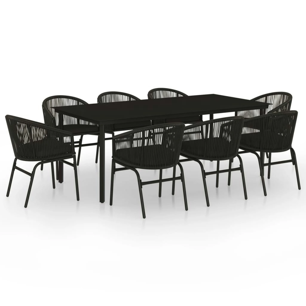 9 Piece Garden Dining Set Black 3099226