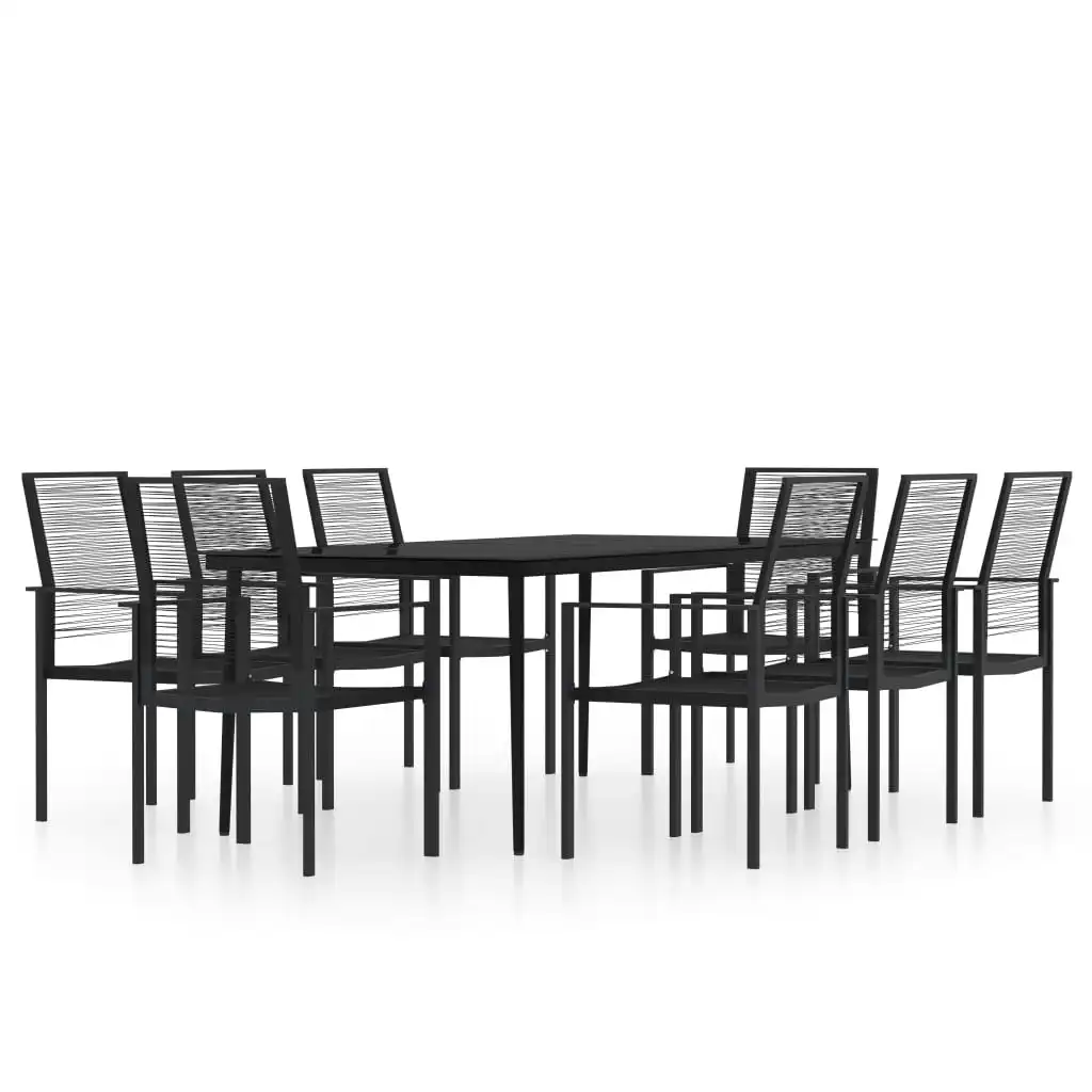 9 Piece Garden Dining Set Black 3099208