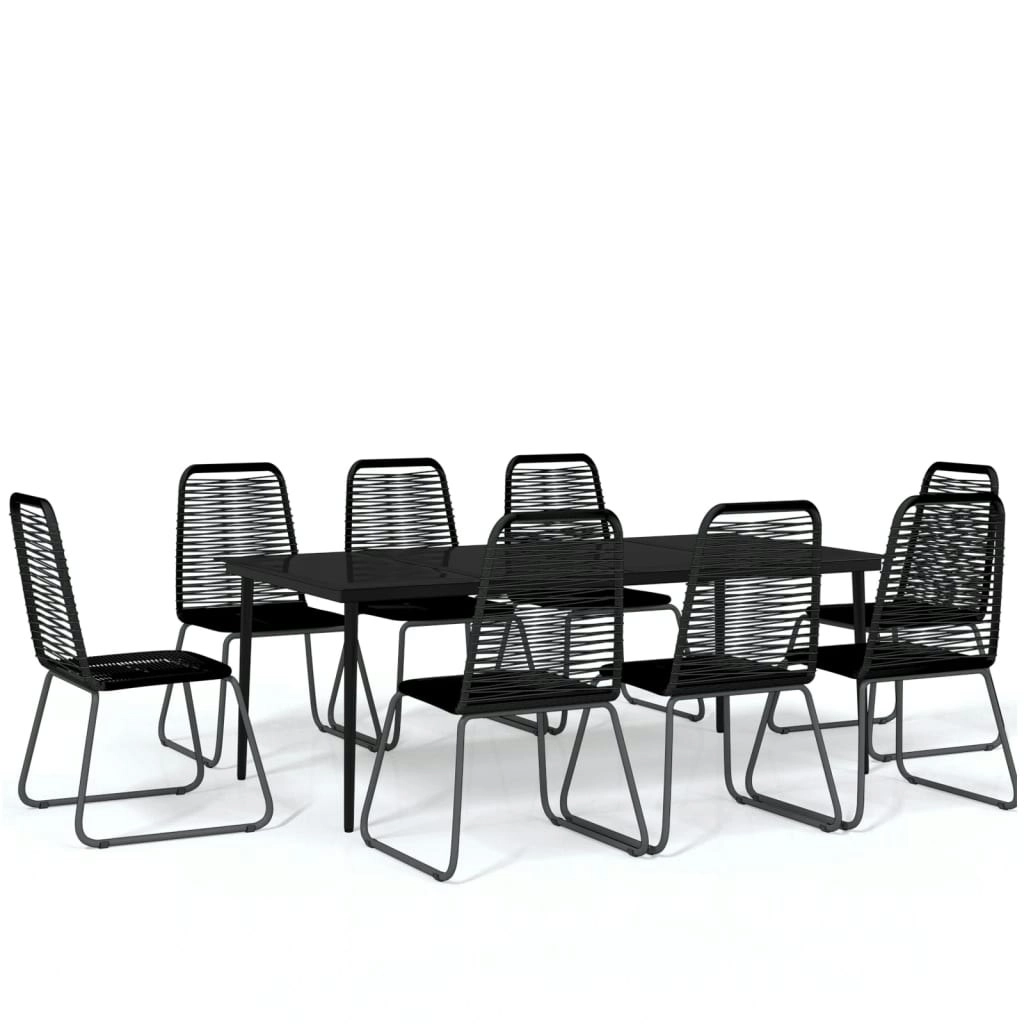 9 Piece Garden Dining Set Black 3099100