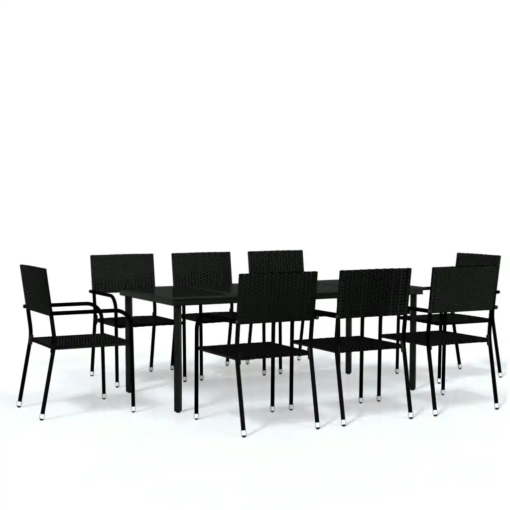 9 Piece Garden Dining Set Black 3099582