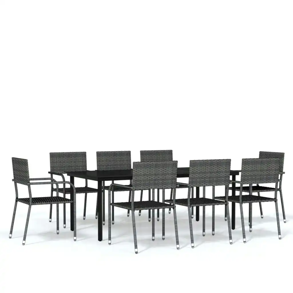 9 Piece Garden Dining Set Grey 3099588