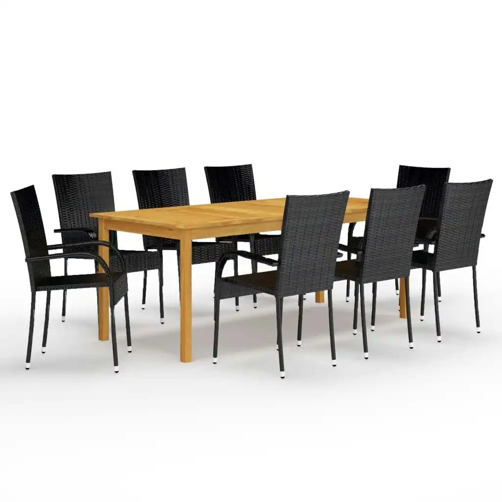 9 Piece Garden Dining Set Black 3067881