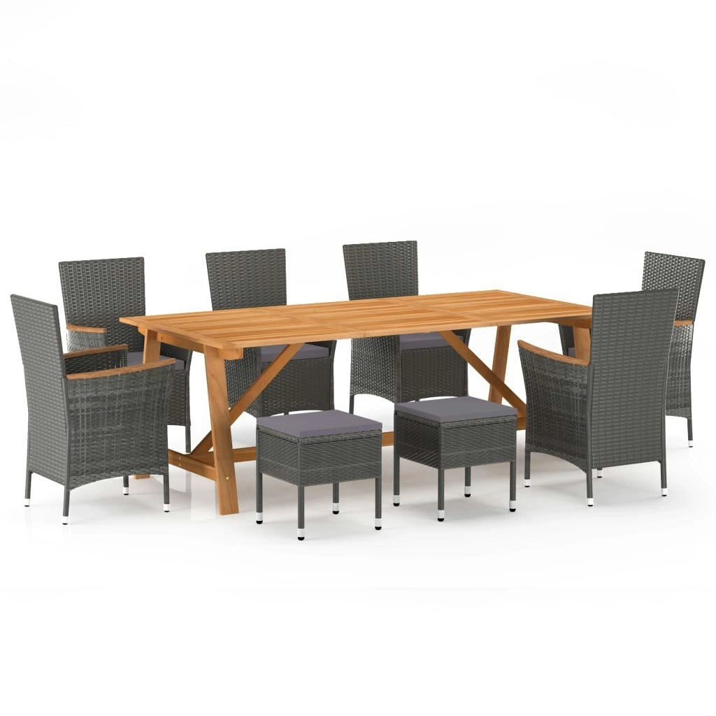 9 Piece Garden Dining Set Grey 3068805