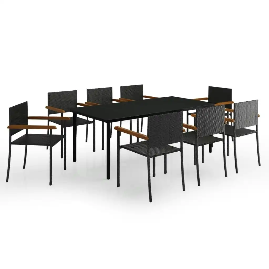 9 Piece Garden Dining Set Black 3099418