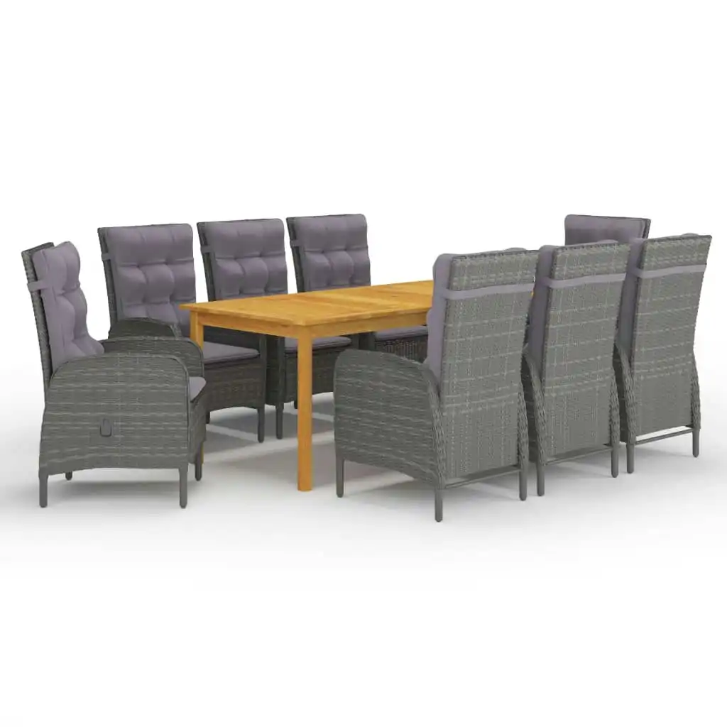 9 Piece Garden Dining Set Grey 3067869