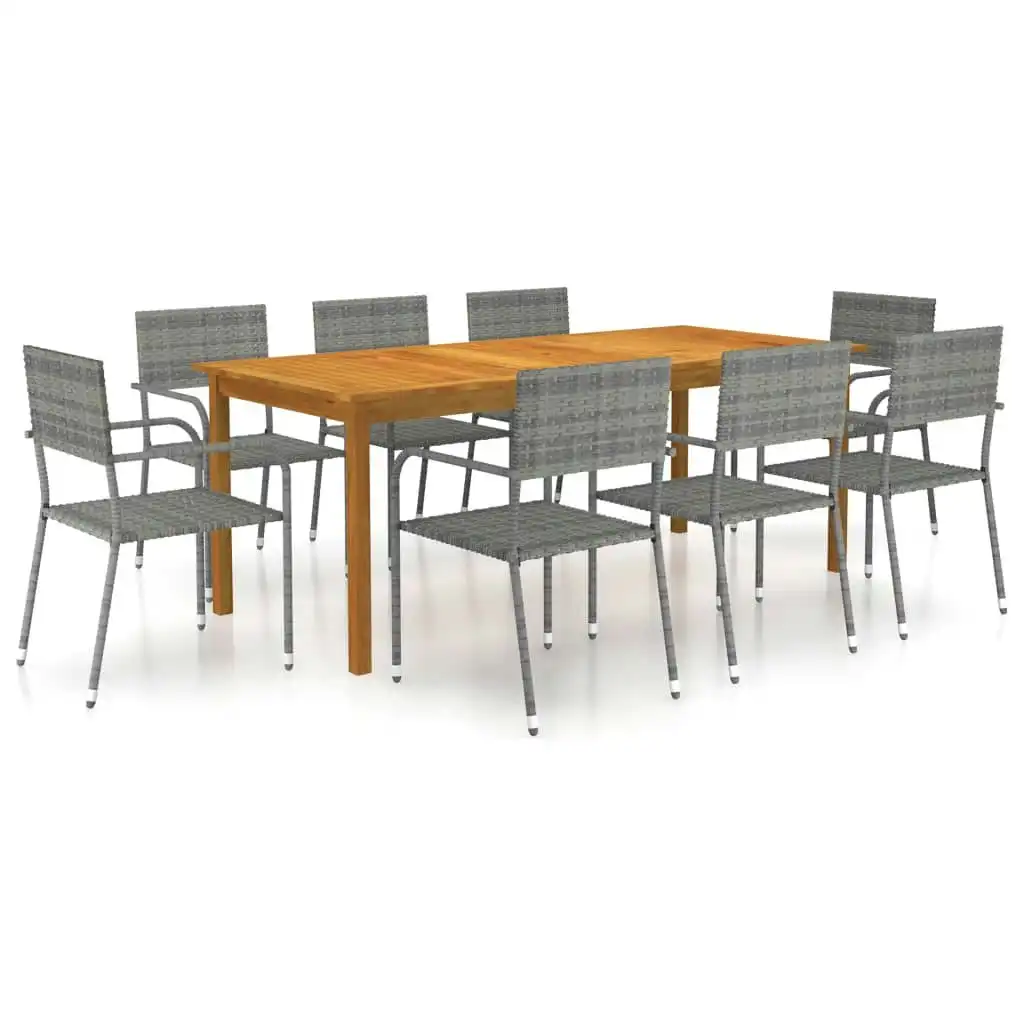 9 Piece Garden Dining Set Grey 3067925