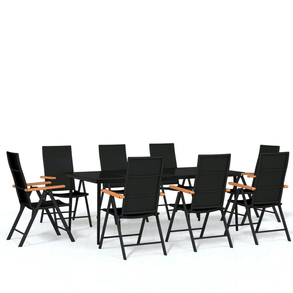 9 Piece Garden Dining Set Black 3099124