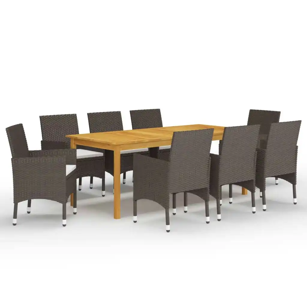 9 Piece Garden Dining Set Brown 3067862