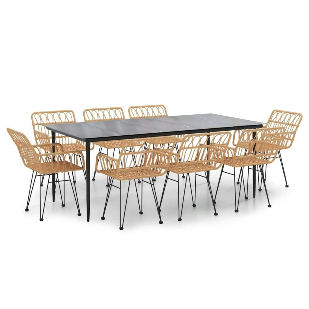 9 Piece Garden Dining Set Poly Rattan 3157851