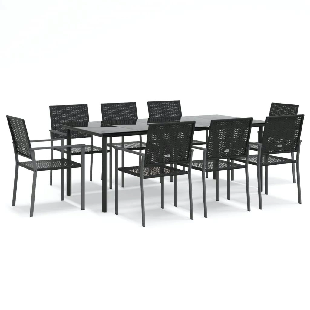 9 Piece Garden Dining Set Poly Rattan and Steel 3187032