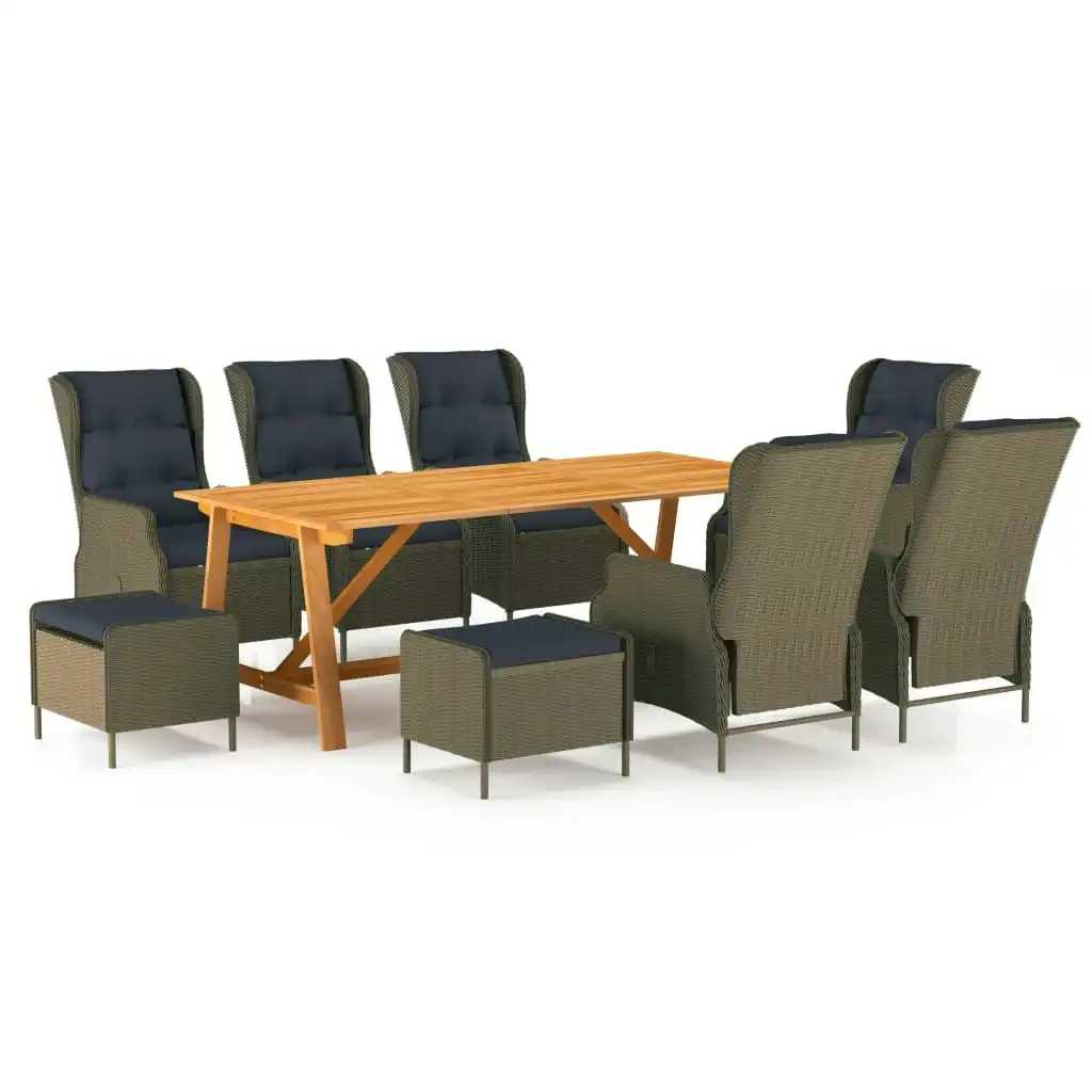 9 Piece Garden Dining Set Brown 3068846