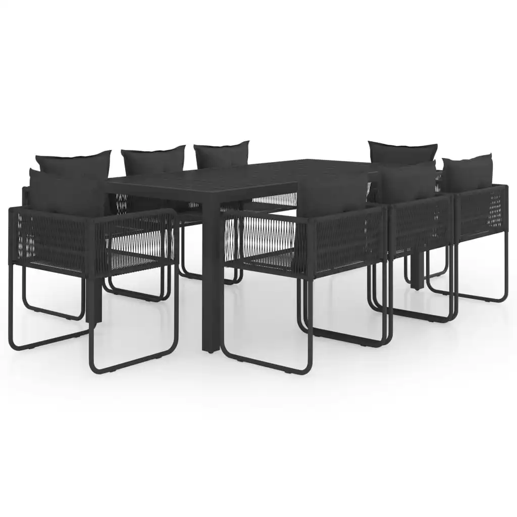 9 Piece Garden Dining Set PVC Rattan Black 3060105