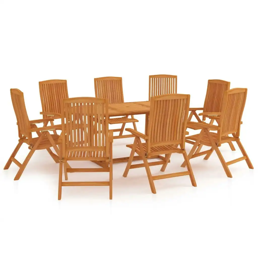 9 Piece Garden Dining Set Solid Teak Wood 3059560