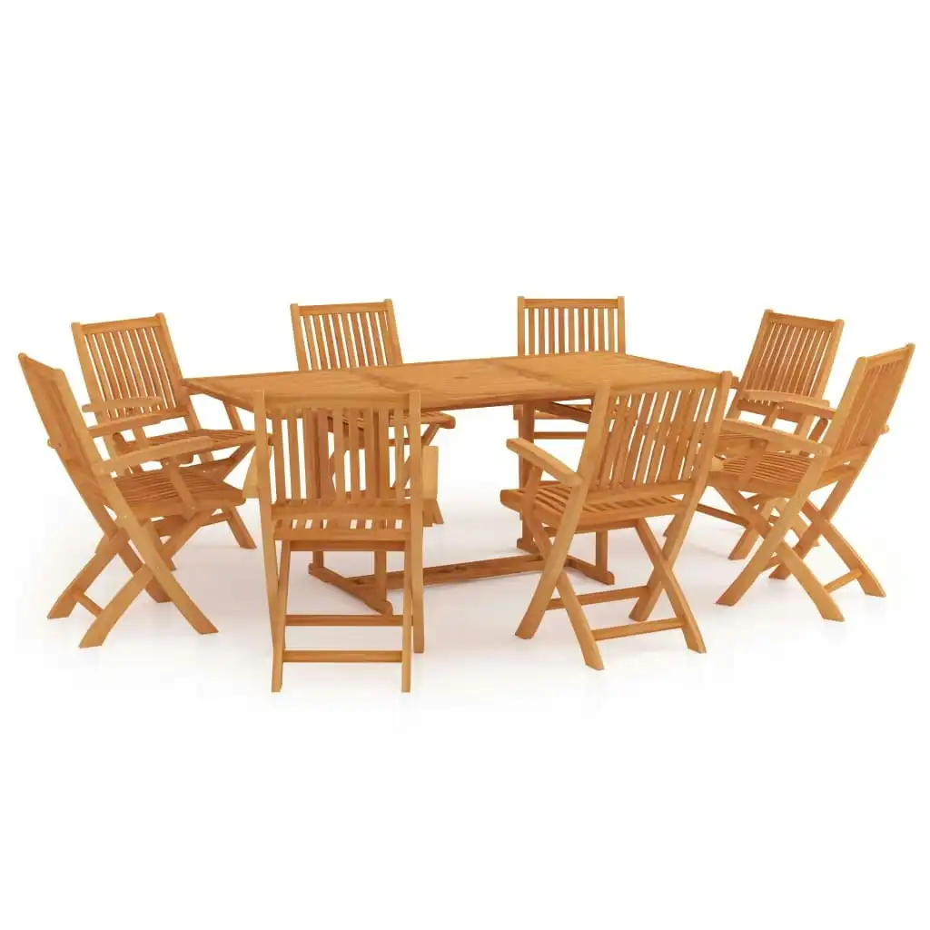 9 Piece Garden Dining Set Solid Teak Wood 3059576