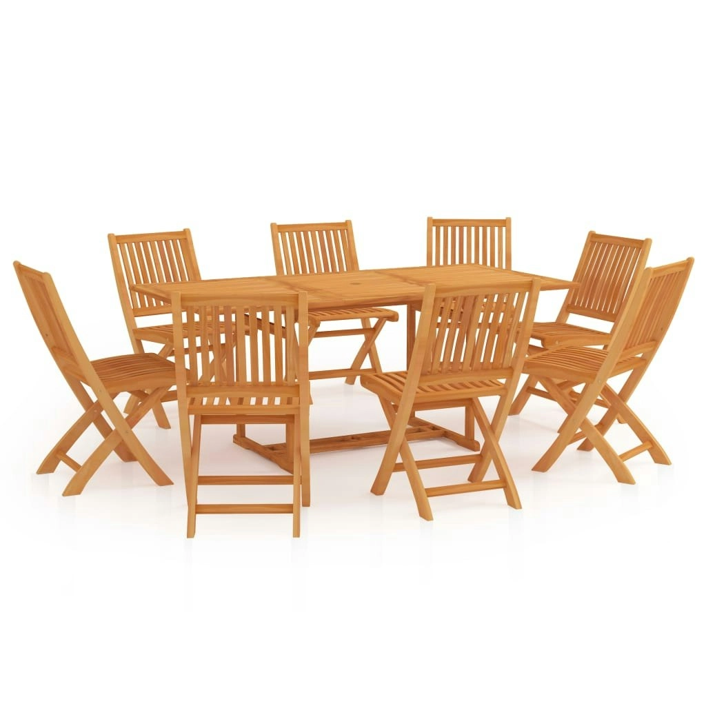 9 Piece Garden Dining Set Solid Teak Wood 3059578